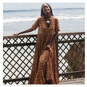 Daughters of India Brown Floral Maxi Dress